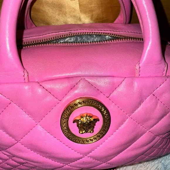 Versace Pink Quilted Women's Handbag - Picture 4 of 17